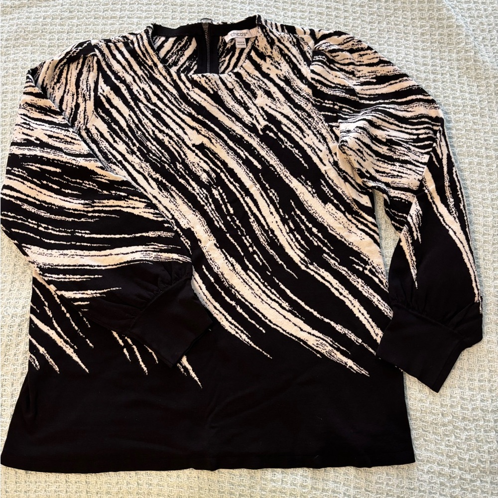Chico's Zebra Print Black and White Top